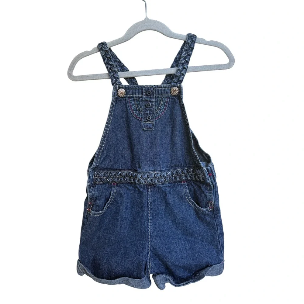 Vintage Oshkosh B'gosh Vestbak Jean‎ Short Overall Bubble Romper Girls Size 4T